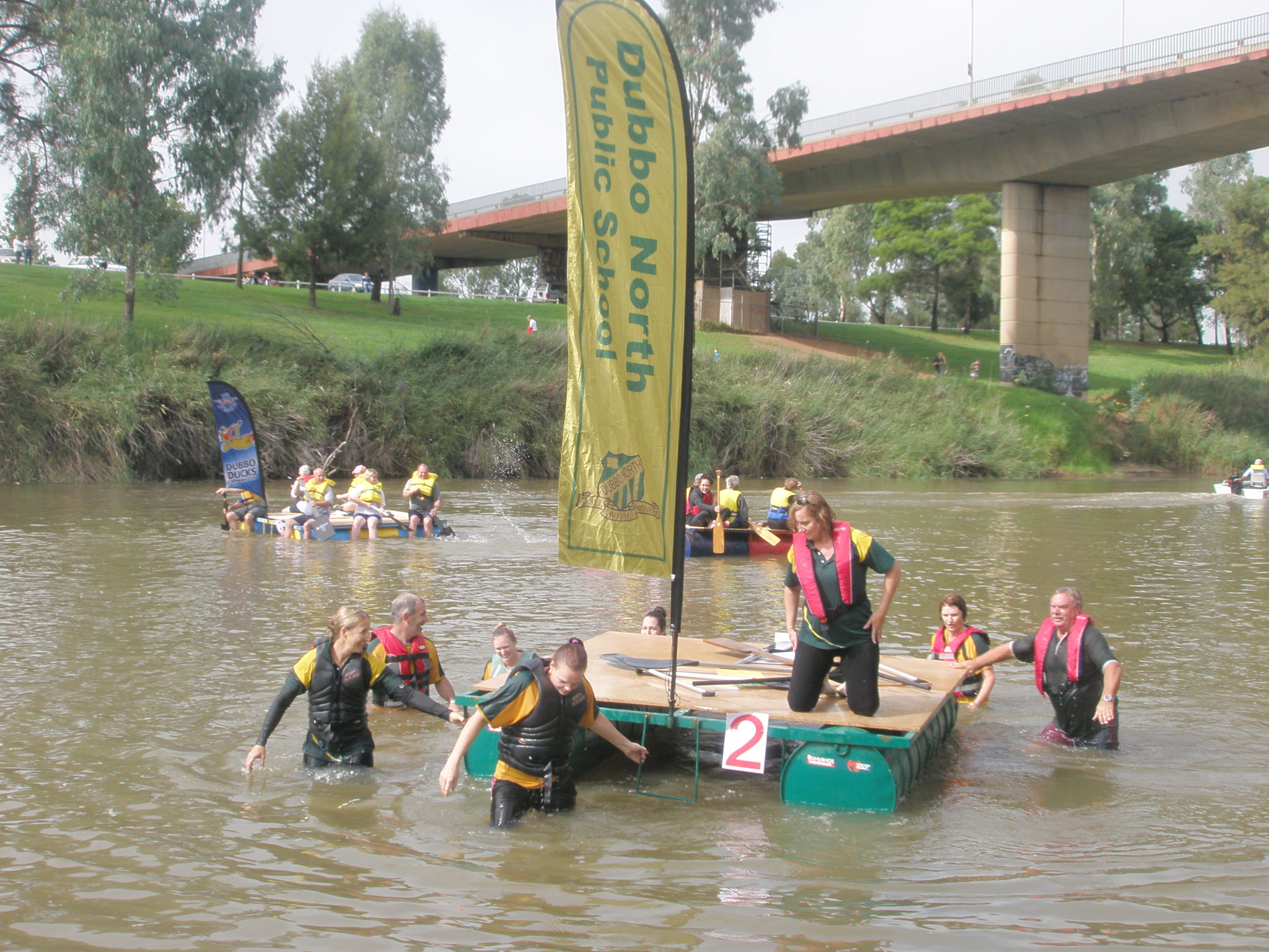 Staff on their raft